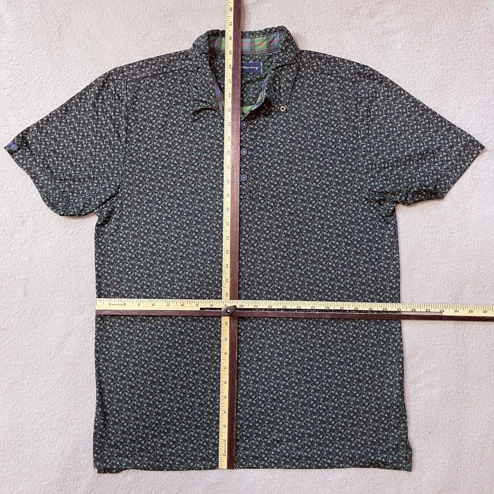William Murray Martini Glasses Mens Medium Polo Shirt Black Gray Green - Picture 3 of 7